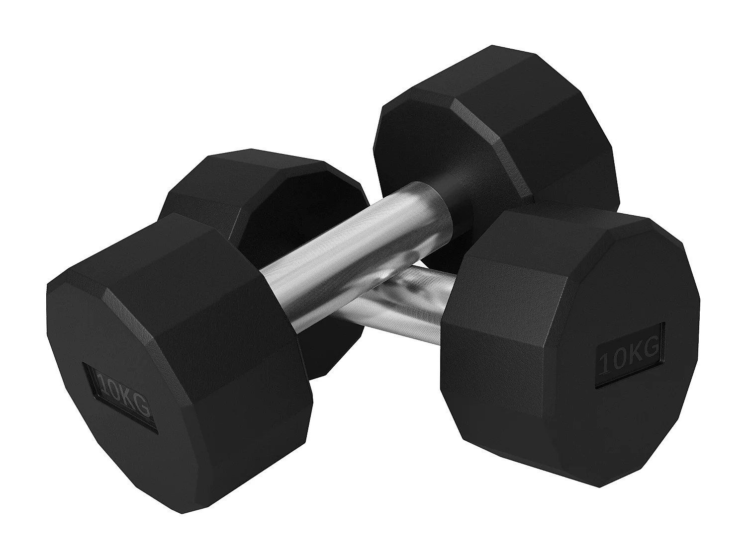 Set d’haltères 20kg, métal antidérapant, caoutchouc, noir (26x13x13cm)