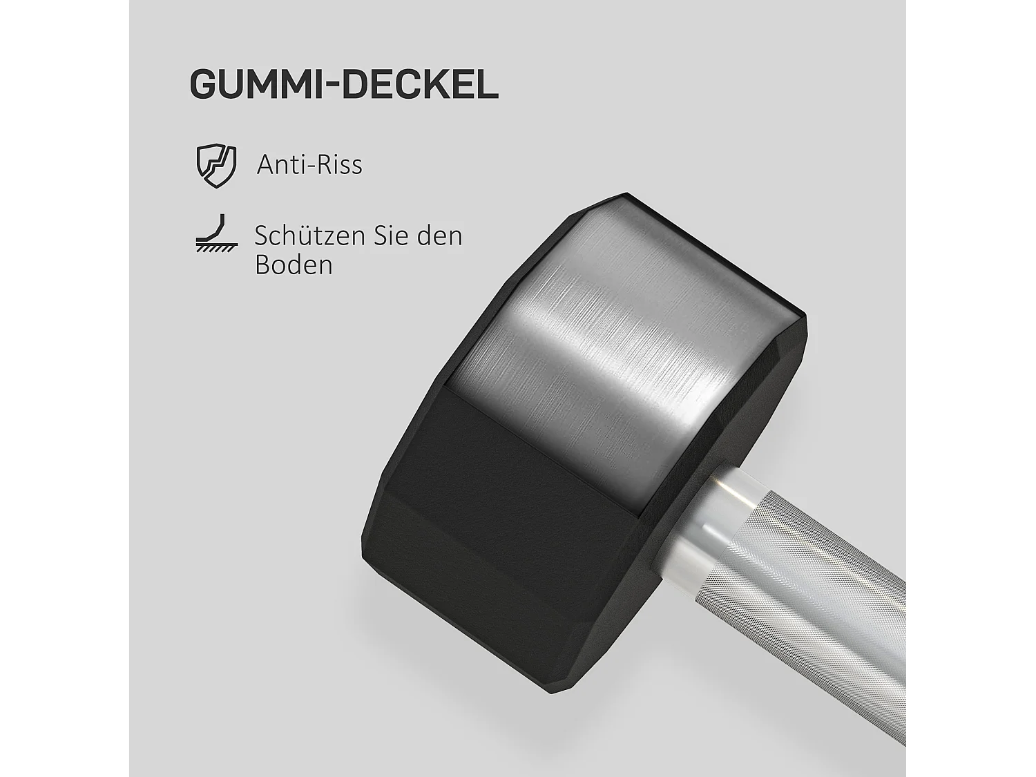 Set d’haltères 20kg, métal antidérapant, caoutchouc, noir (26x13x13cm)