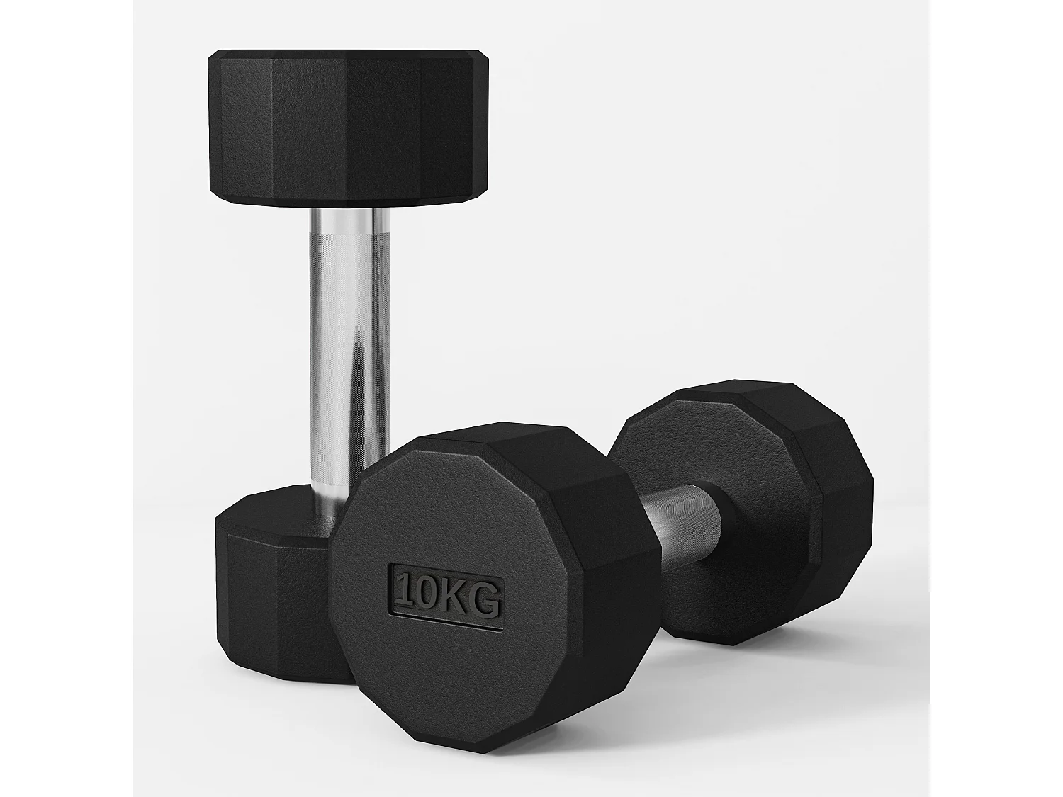 Set d’haltères 20kg, métal antidérapant, caoutchouc, noir (26x13x13cm)