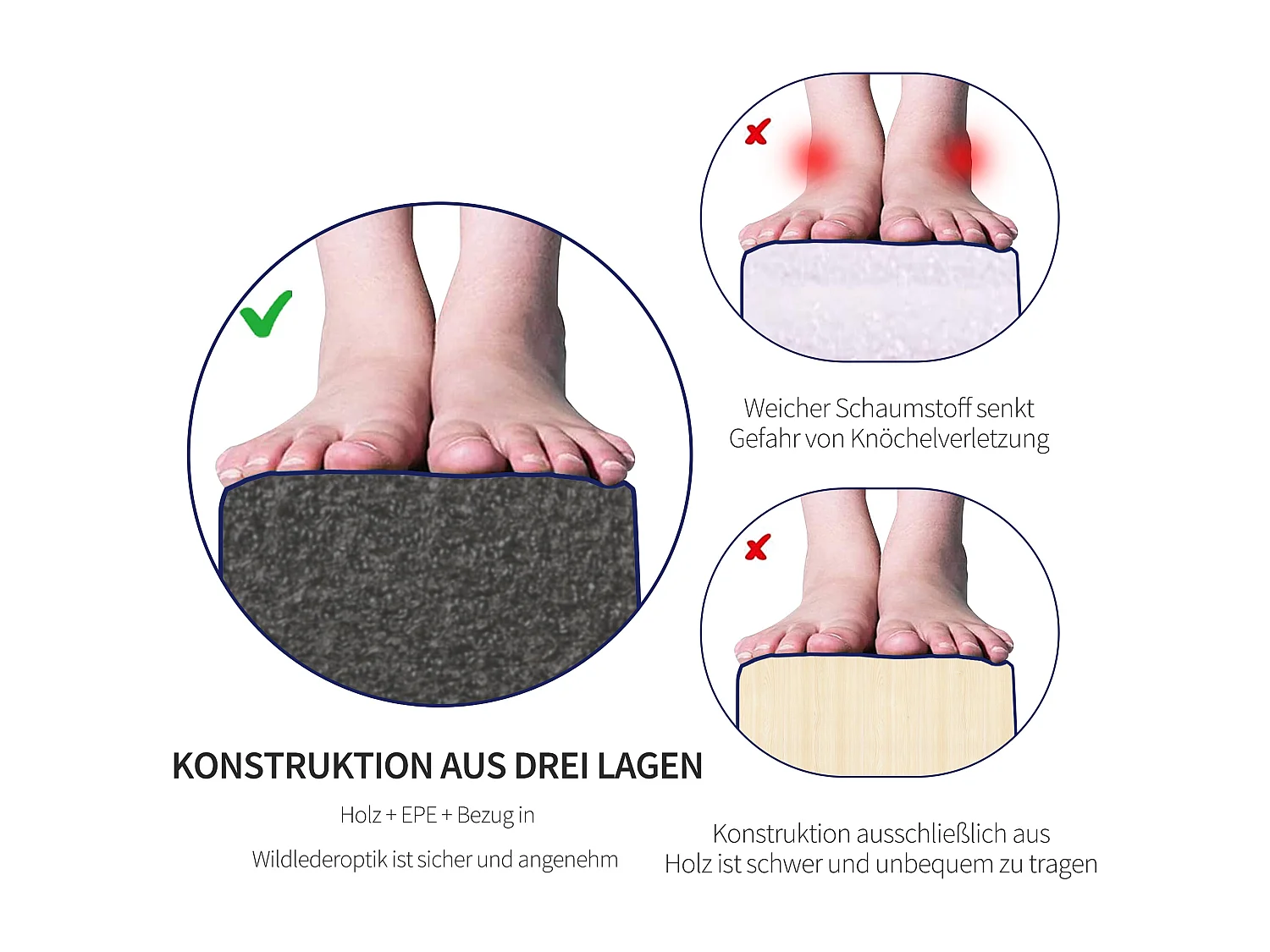 Poutre de gymnastique pliable pour intérieur et extérieur, en cuir suédé, jusqu'à 120 kg, bleu (210x10x6.5 cm)