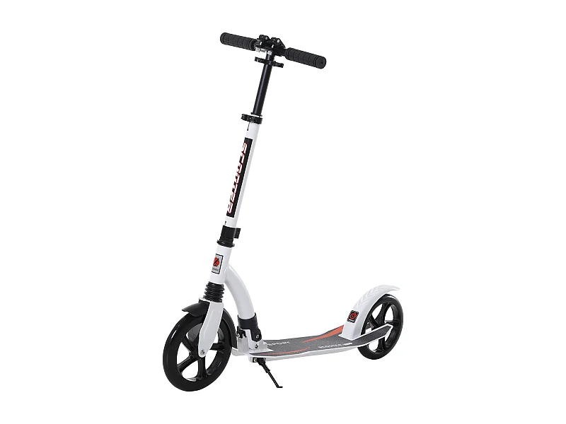 In hoogte verstelbare opvouwbare scooter met schokdemper, aluminium, wit (92,5x37,5x87-101,5cm)