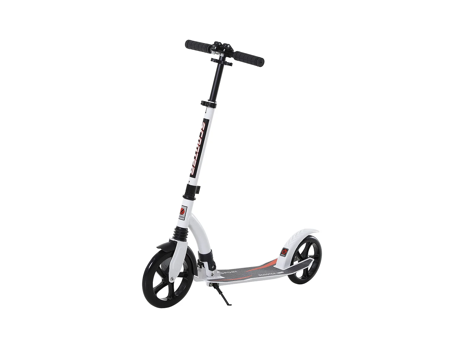 Trottinette pliable réglable en hauteur avec amortisseur, aluminium, blanc (92.5x37.5x87-101.5cm)