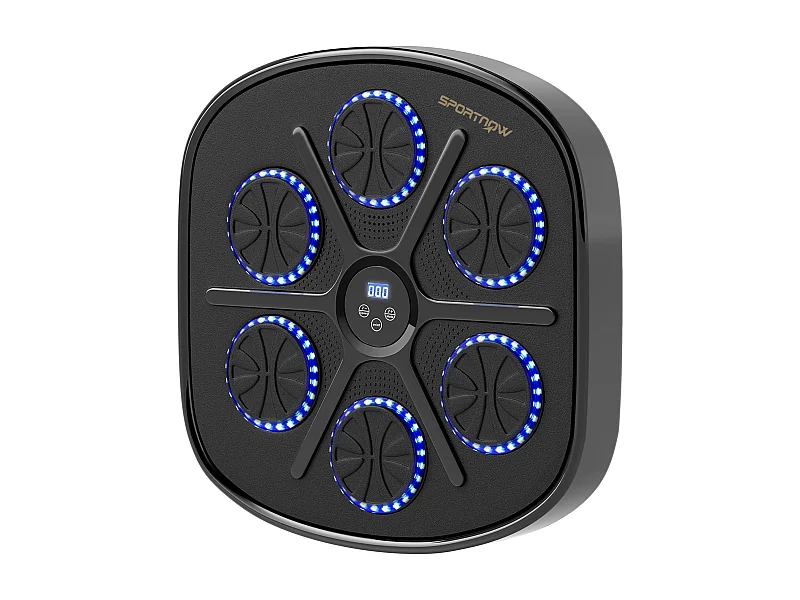 Machine à Boxe avec musique, Bluetooth, LED, montage mural, pour adultes, noir (41.8x44.6x7.5 cm)