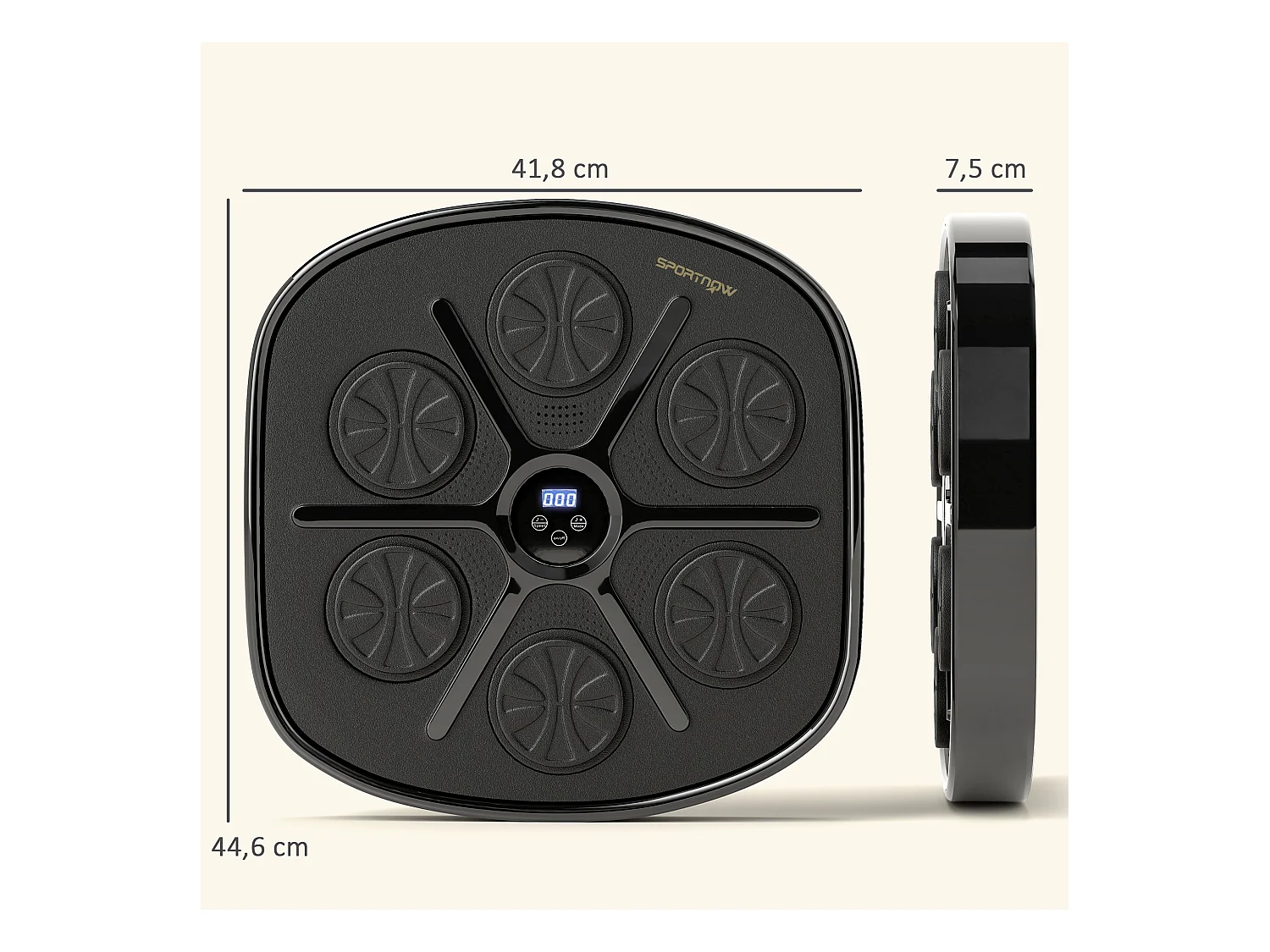 Machine à Boxe avec musique, Bluetooth, LED, montage mural, pour adultes, noir (41.8x44.6x7.5 cm)