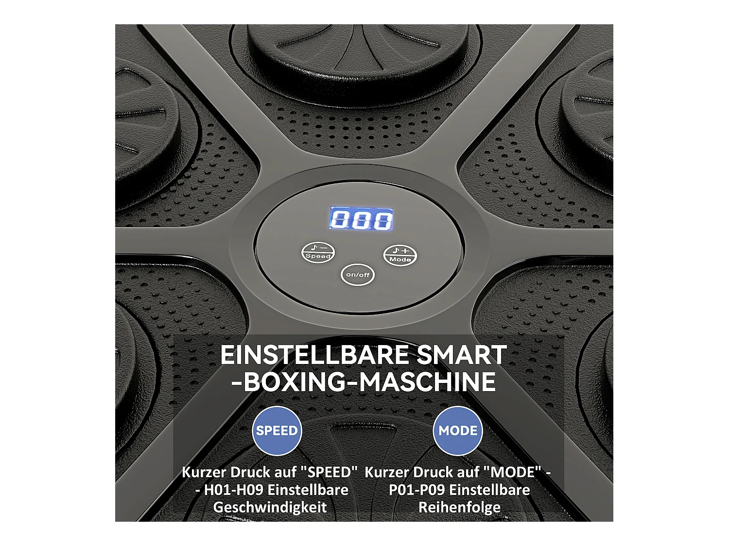 Machine à Boxe avec musique, Bluetooth, LED, montage mural, pour adultes, noir (41.8x44.6x7.5 cm)