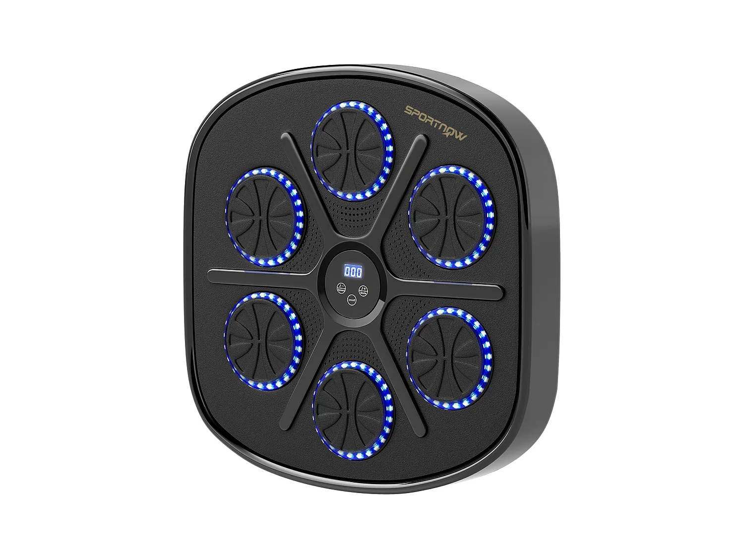Máquina de Boxeo con Música, Bluetooth, LED, Montaje en Pared, para Adultos, Negra (41,8 x 44,6 x 7,5 cm)