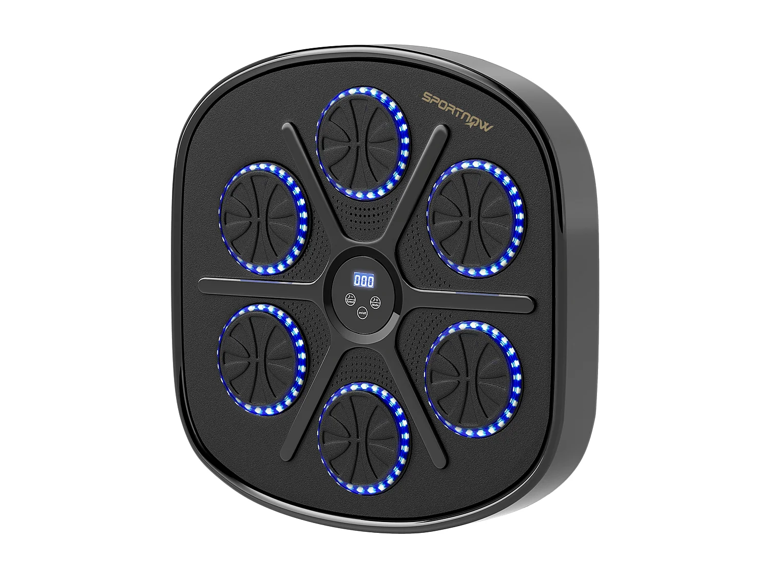 Machine à Boxe avec musique, Bluetooth, LED, montage mural, pour adultes, noir (41.8x44.6x7.5 cm)