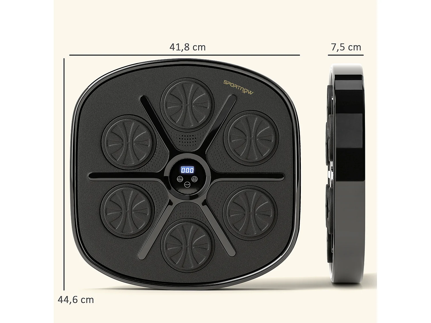 Machine à Boxe avec musique, Bluetooth, LED, montage mural, pour adultes, noir (41.8x44.6x7.5 cm)