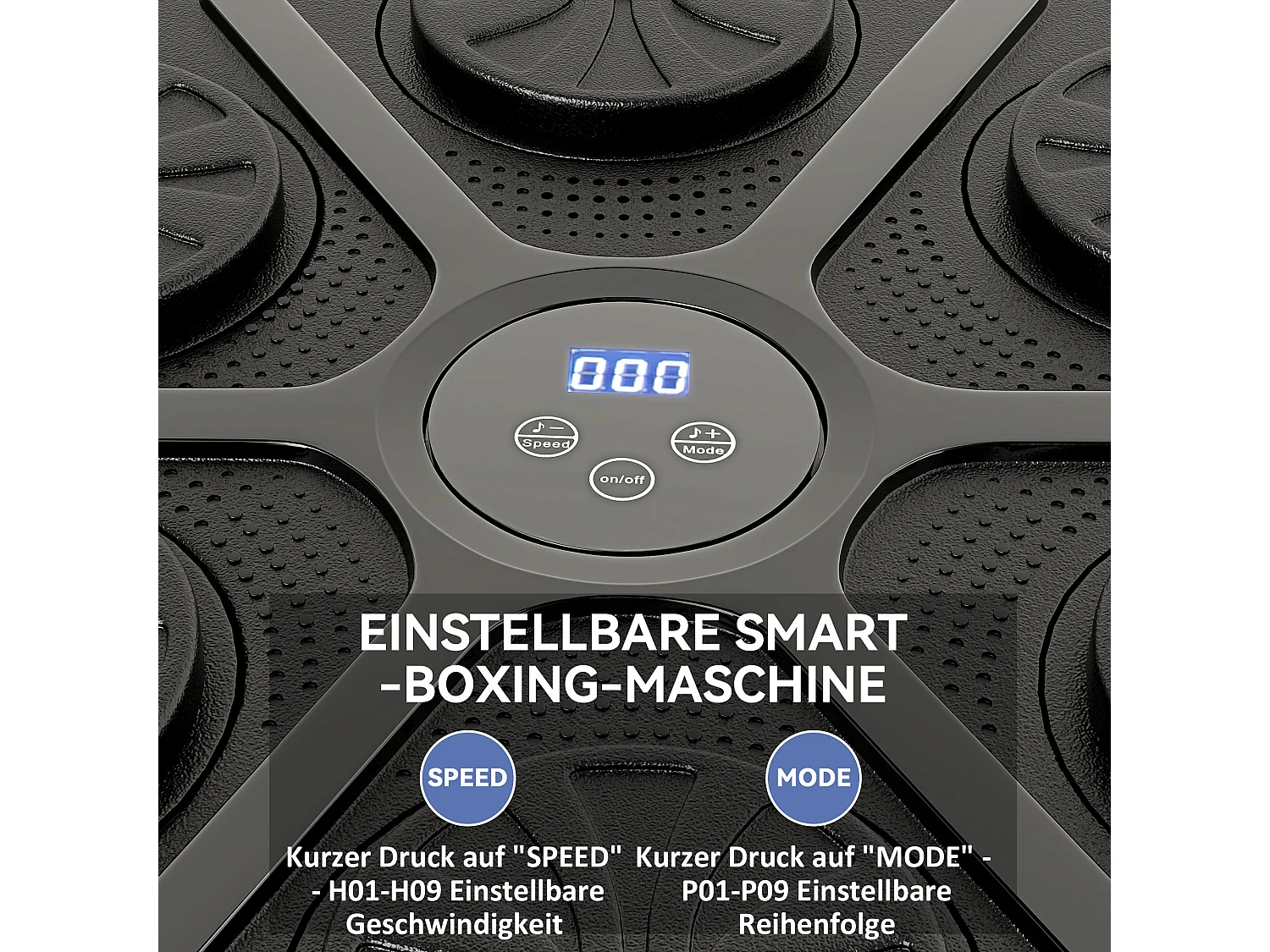 Machine à Boxe avec musique, Bluetooth, LED, montage mural, pour adultes, noir (41.8x44.6x7.5 cm)