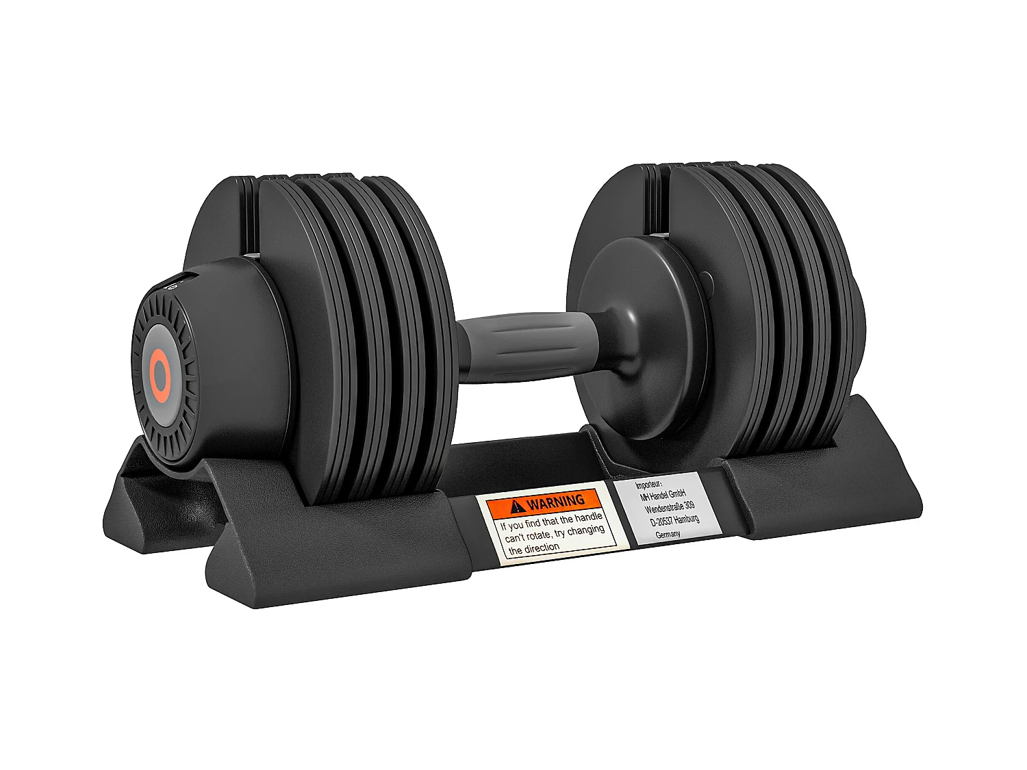 Haltère réglable 3,5-10kg avec support, plastique ABS et acier, noir (33x16x16cm)