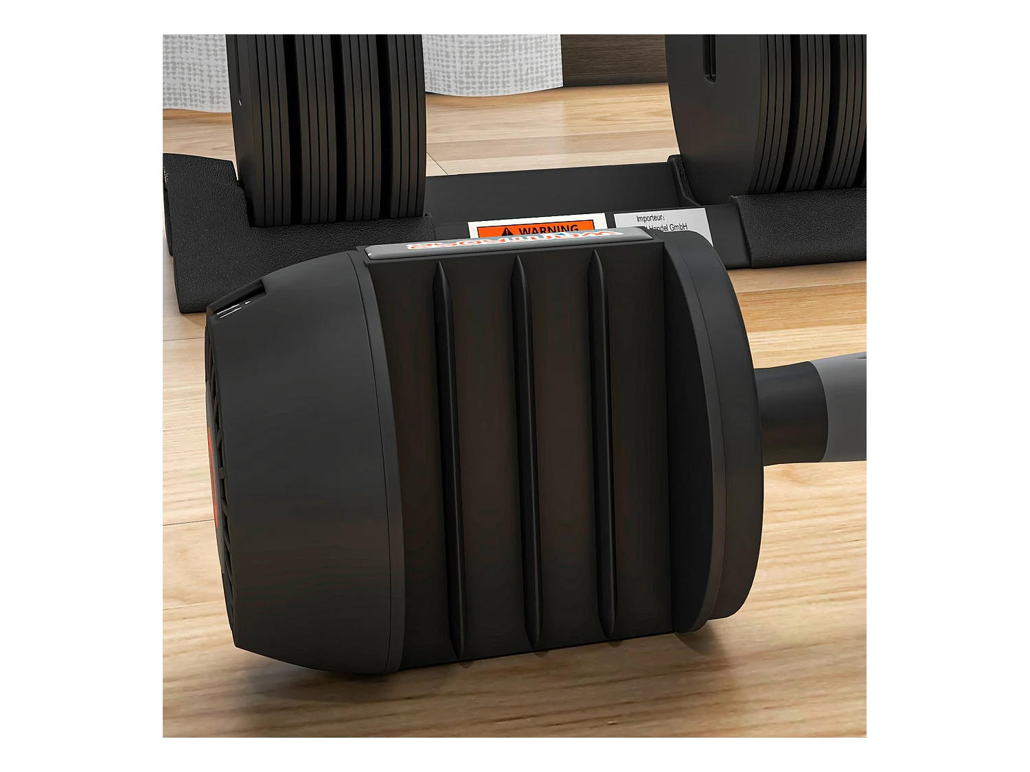 Haltère réglable 3,5-10kg avec support, plastique ABS et acier, noir (33x16x16cm)