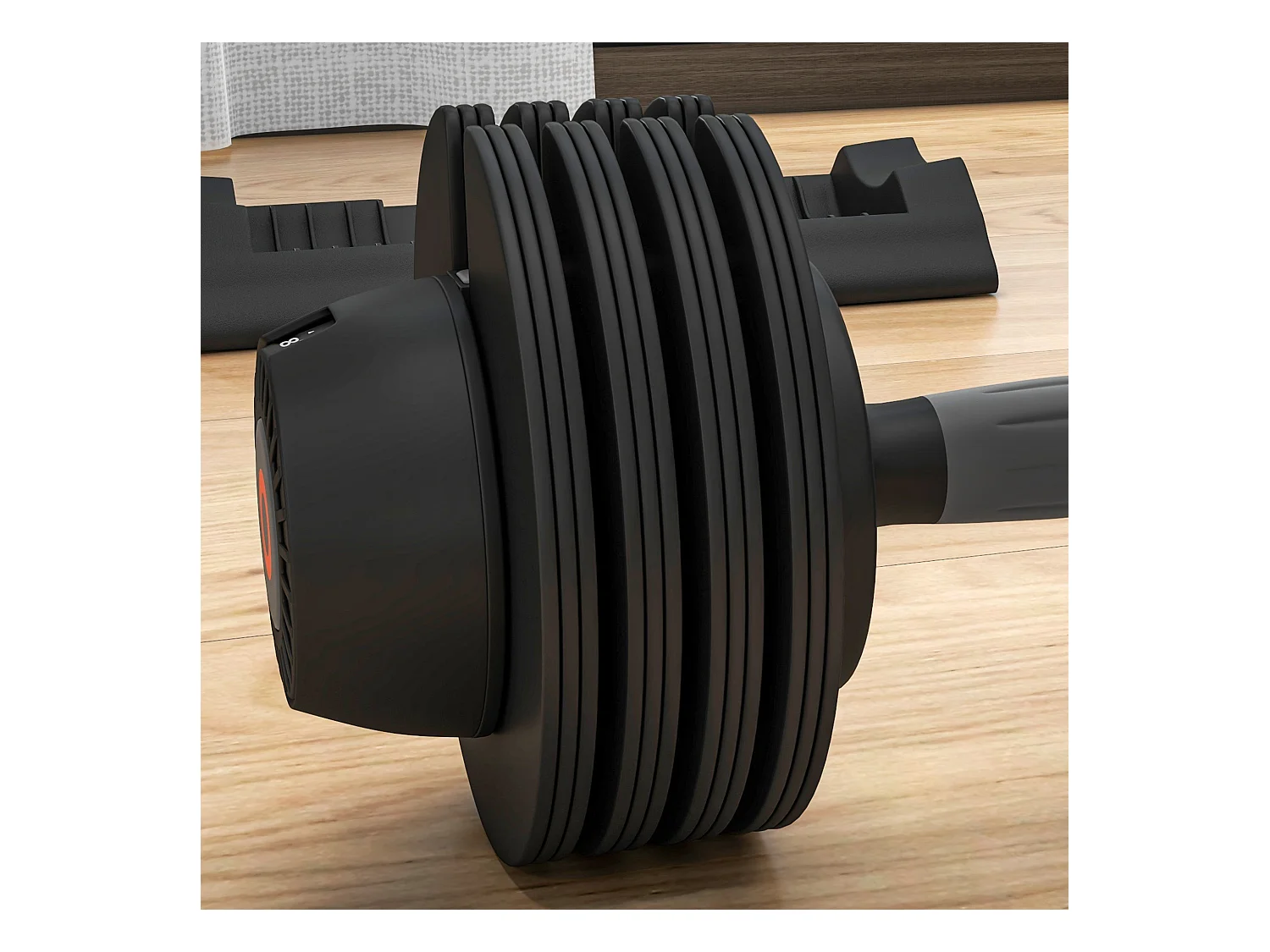 Haltère réglable 3,5-10kg avec support, plastique ABS et acier, noir (33x16x16cm)