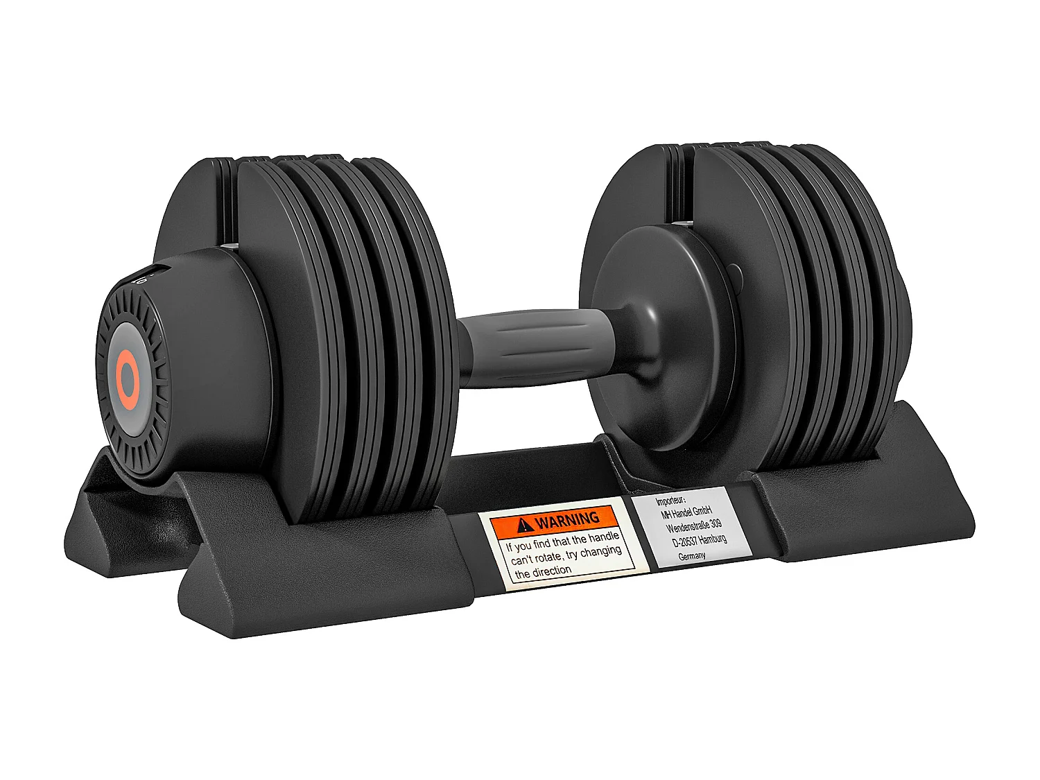 Haltère réglable 3,5-10kg avec support, plastique ABS et acier, noir (33x16x16cm)