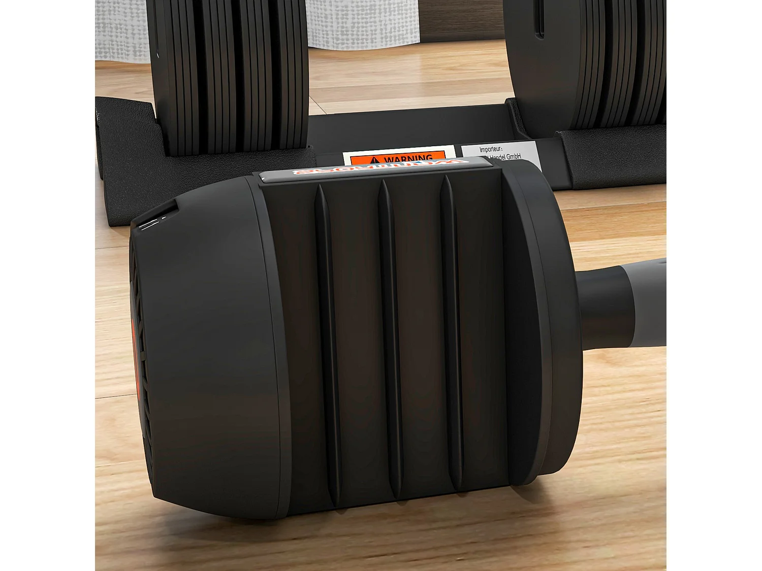 Haltère réglable 3,5-10kg avec support, plastique ABS et acier, noir (33x16x16cm)