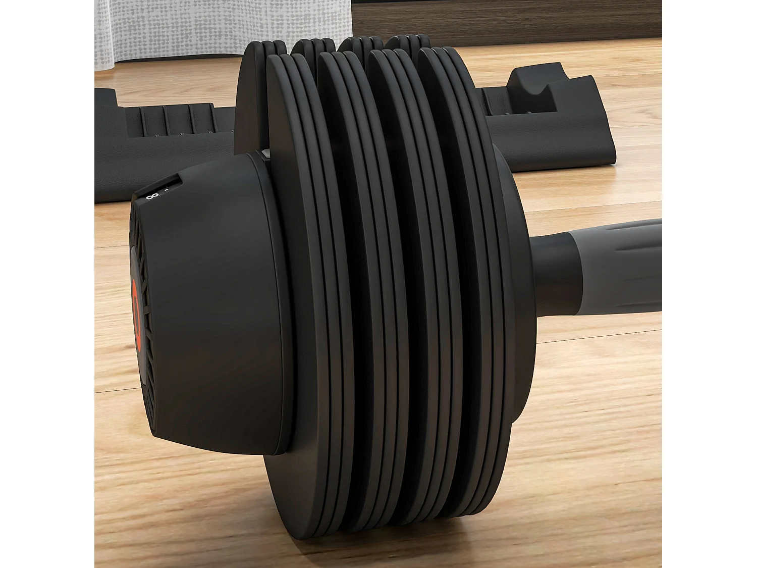 Haltère réglable 3,5-10kg avec support, plastique ABS et acier, noir (33x16x16cm)