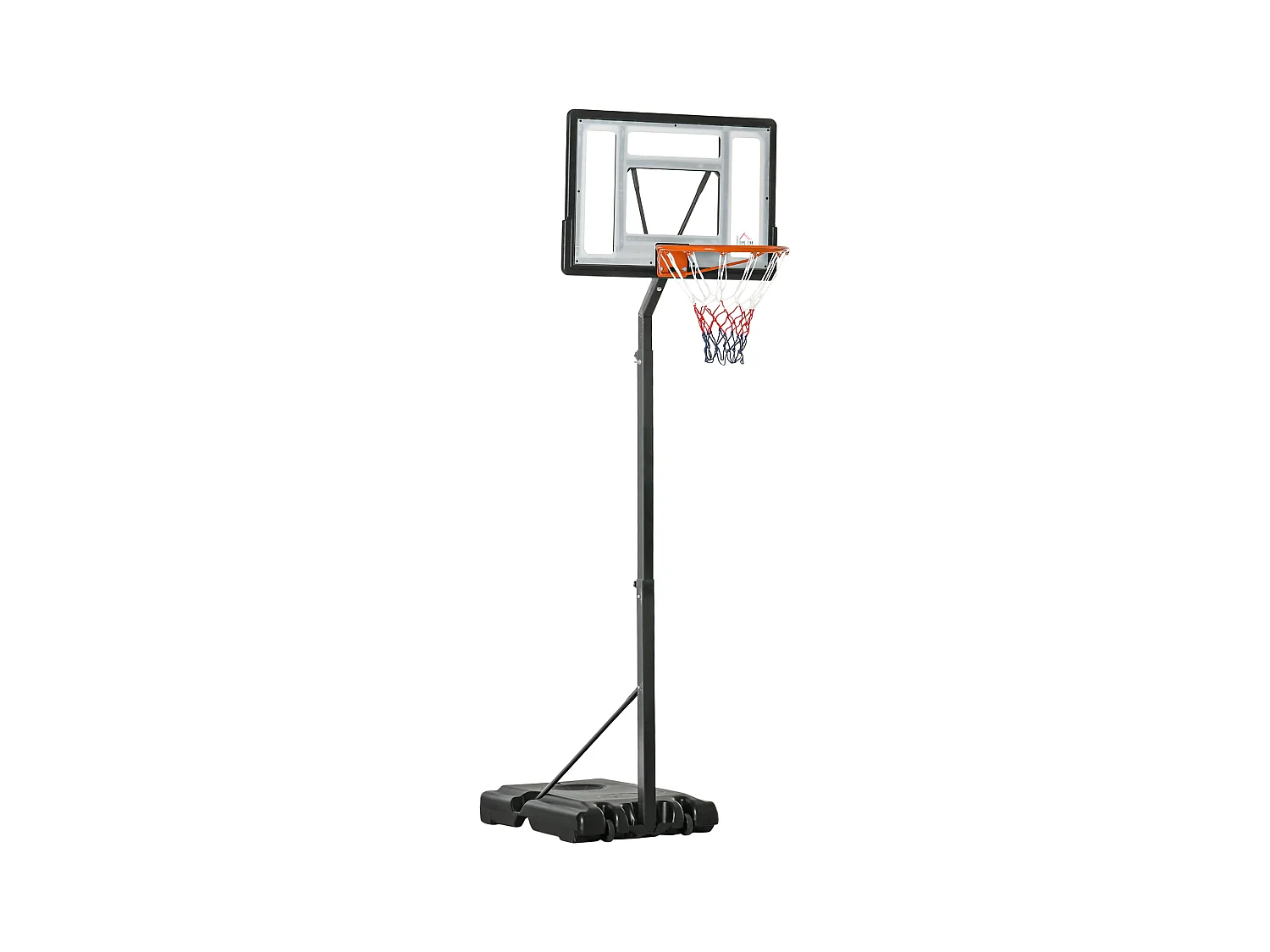 Canasta de baloncesto regulable en altura 260-310 cm con ruedas, estructura de acero y PVC, color negro (90x60x310cm)