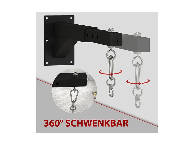 Support mural réglable pour sac de boxe, design ajustable, acier, noir (65x12x20cm)