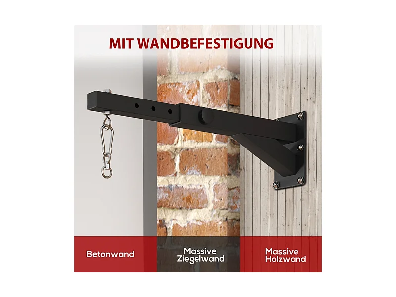 Support mural réglable pour sac de boxe, design ajustable, acier, noir (65x12x20cm)