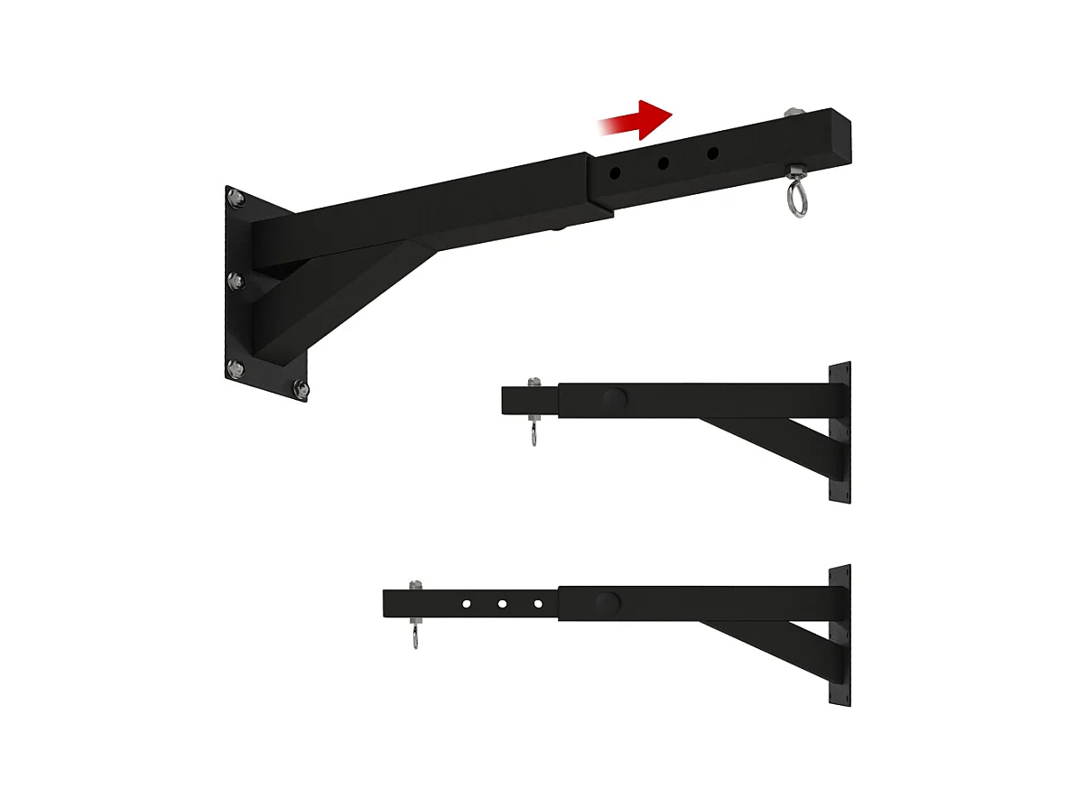 Soporte de pared ajustable para saco de boxeo, diseño ajustable, acero, negro (65 x 12 x 20 cm)