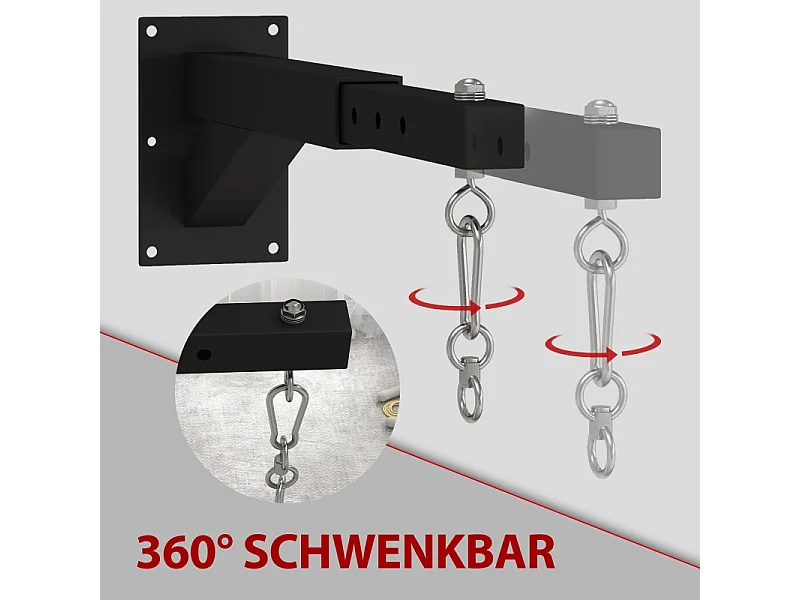 Support mural réglable pour sac de boxe, design ajustable, acier, noir (65x12x20cm)