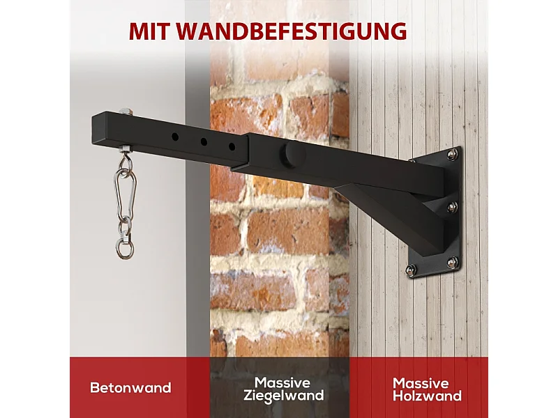 Support mural réglable pour sac de boxe, design ajustable, acier, noir (65x12x20cm)
