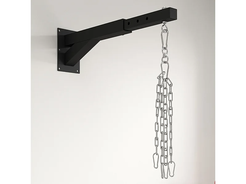 Support mural réglable pour sac de boxe, design ajustable, acier, noir (65x12x20cm)