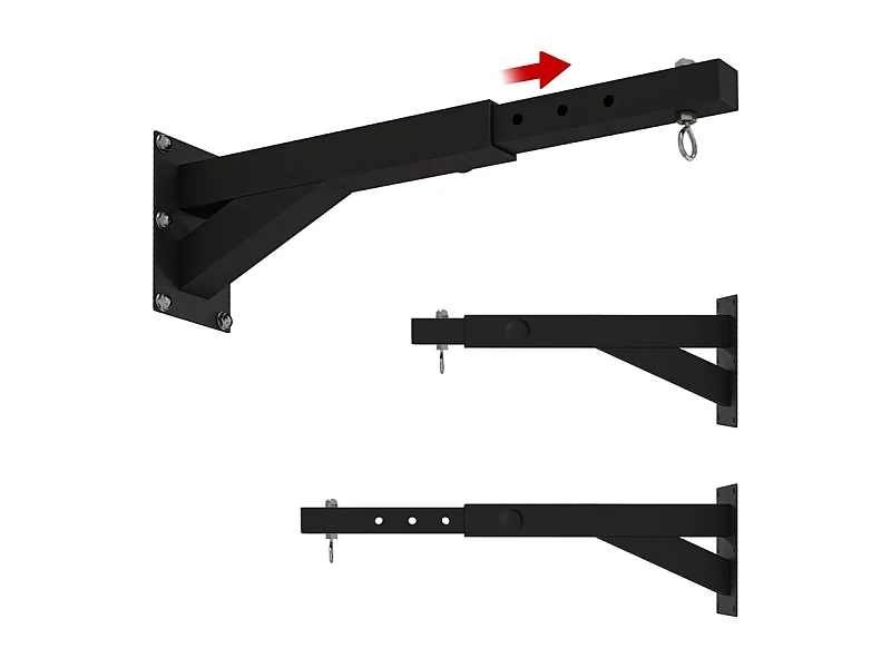 Support mural réglable pour sac de boxe, design ajustable, acier, noir (65x12x20cm)