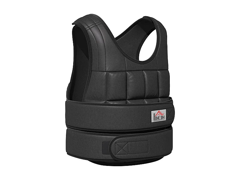 Gilet de poids ajustable 30 kg avec 35 sacs de poids, tissu oxford, noir (60x50x17 cm)