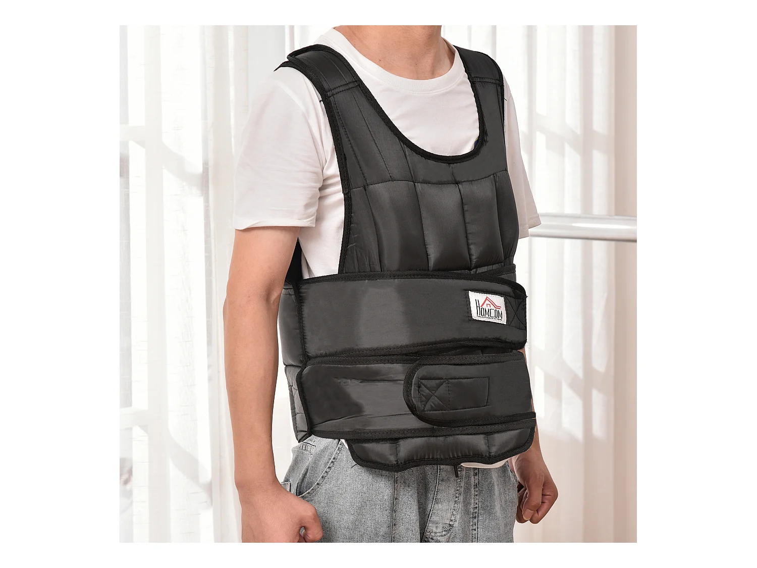 Gilet de poids ajustable 30 kg avec 35 sacs de poids, tissu oxford, noir (60x50x17 cm)