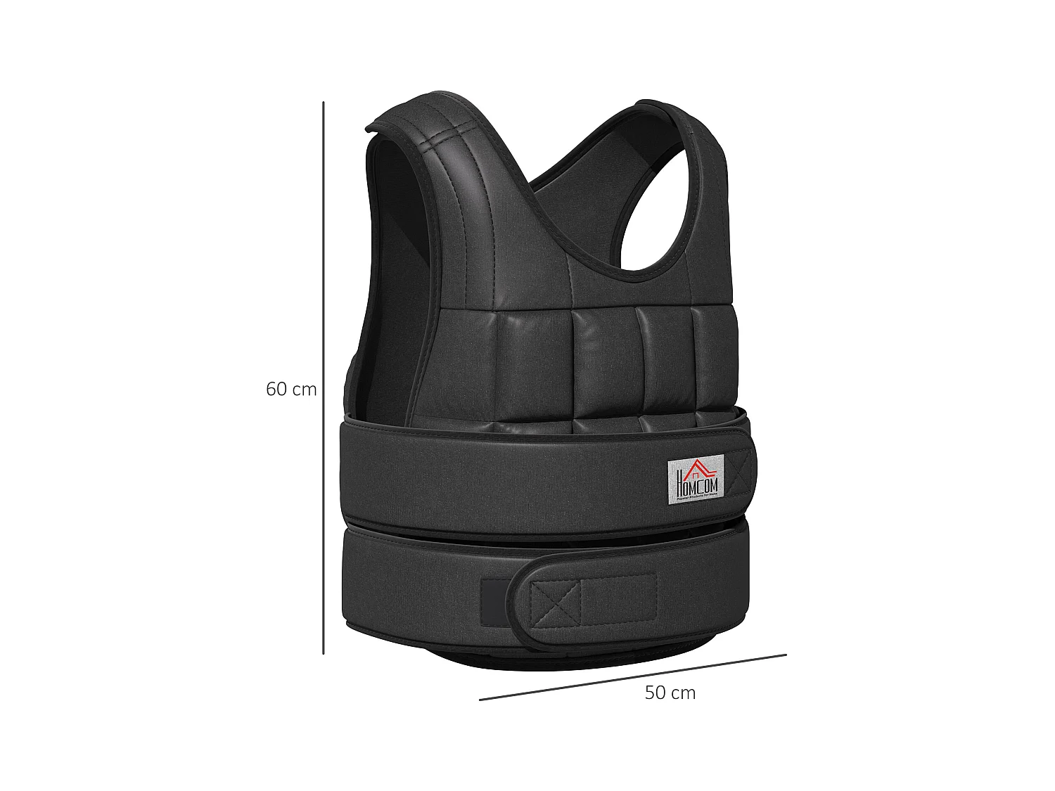 Gilet de poids ajustable 30 kg avec 35 sacs de poids, tissu oxford, noir (60x50x17 cm)