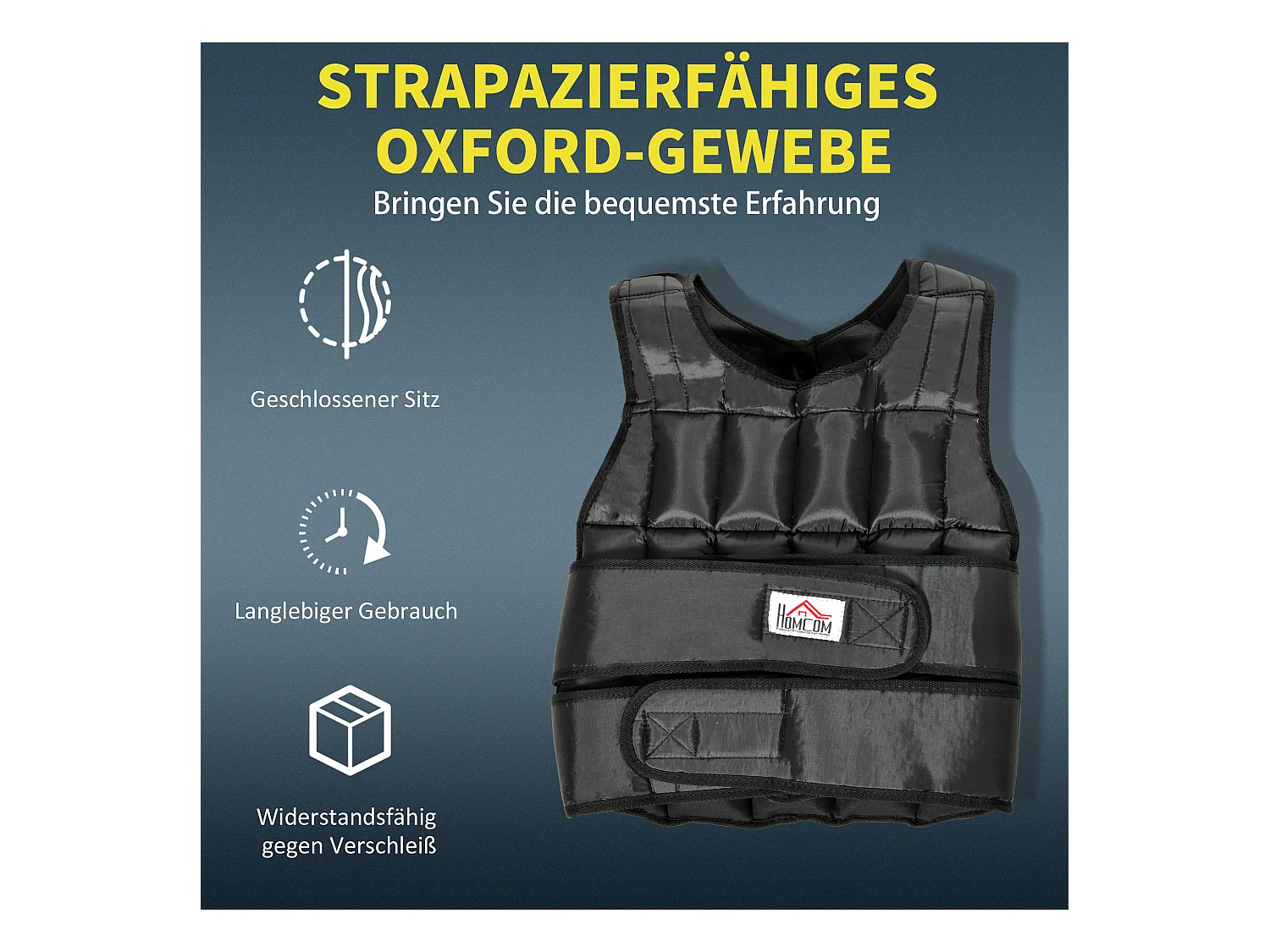 Gilet de poids ajustable 30 kg avec 35 sacs de poids, tissu oxford, noir (60x50x17 cm)