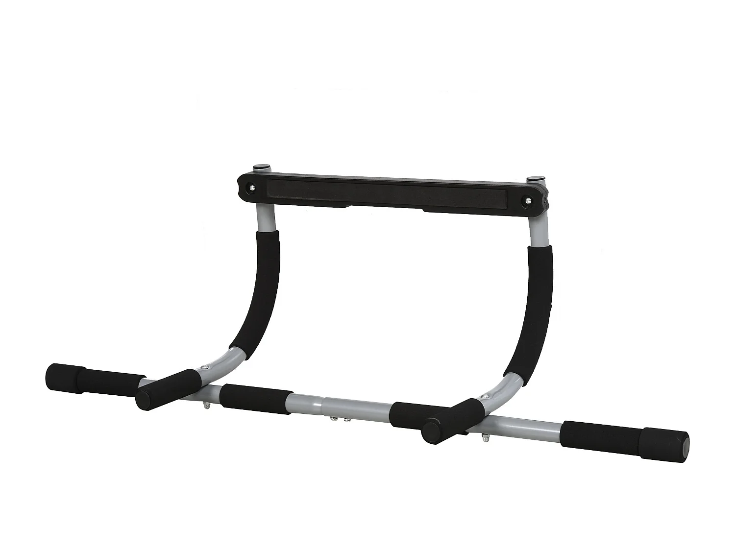 Barre de traction multifonction, support d'entraînement pour porte, acier avec poignées en mousse, noir et gris (92x40x17 cm)