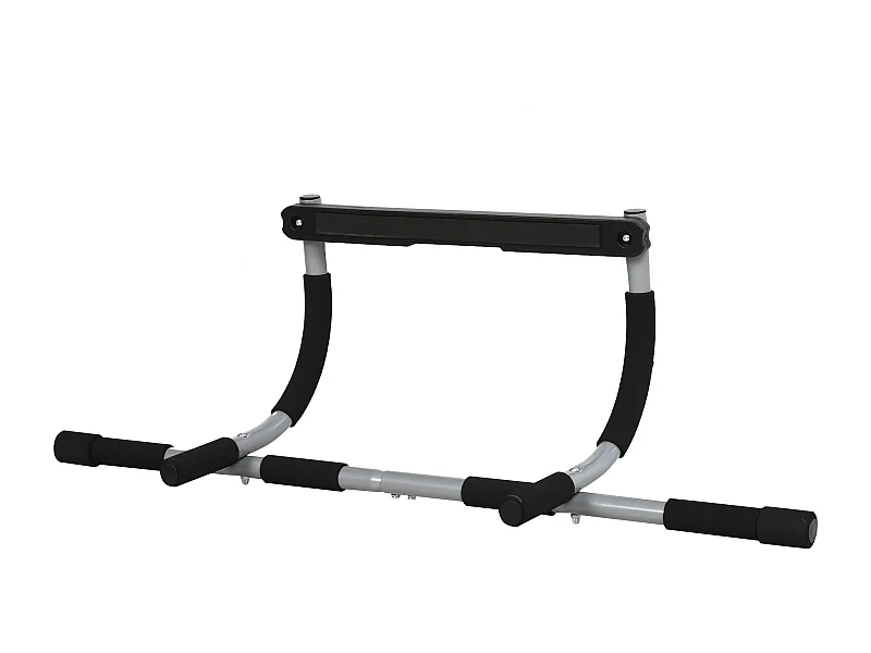 Barre de traction multifonction, support d'entraînement pour porte, acier avec poignées en mousse, noir et gris (92x40x17 cm)