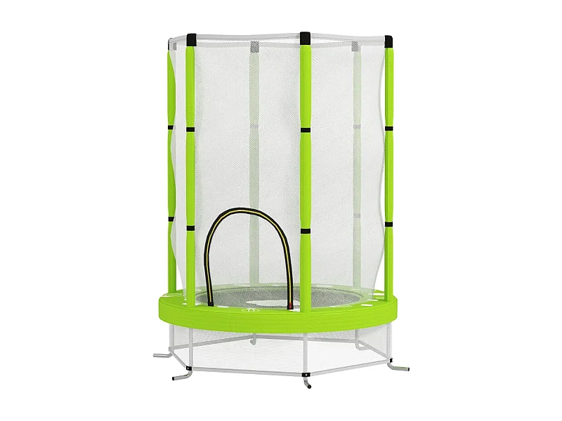 Kindertrampoline met veiligheidsnet, wolkenpatroon, kunststof, groen (140x140x190cm)