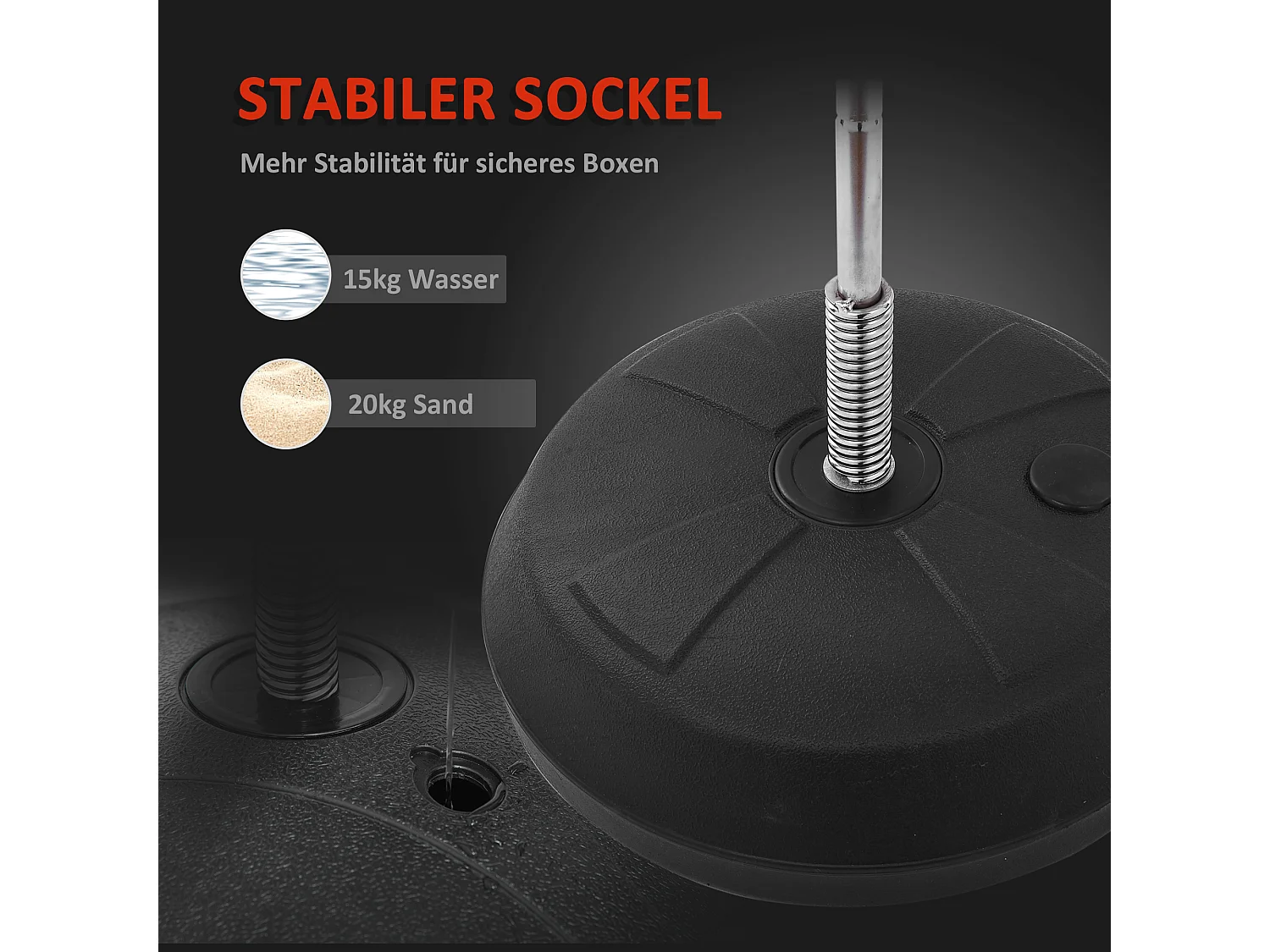 Sac de frappe autoportant réglable, cuir synthétique, rouge (43x43x145cm)