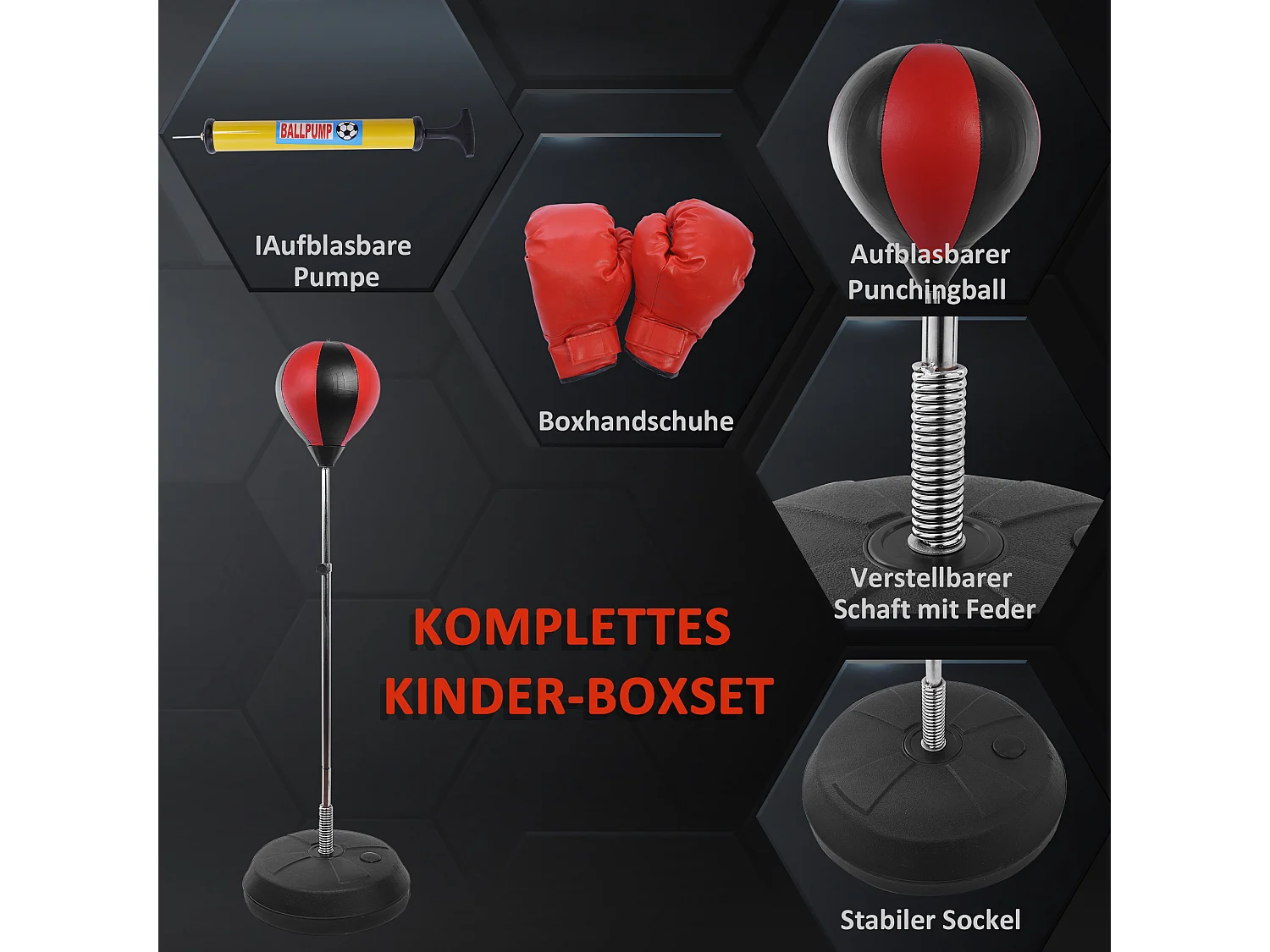 Sac de frappe autoportant réglable, cuir synthétique, rouge (43x43x145cm)