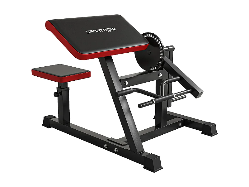 Banc de musculation curl biceps et triceps, siège réglable 5 positions, similicuir noir (105x95x80cm)