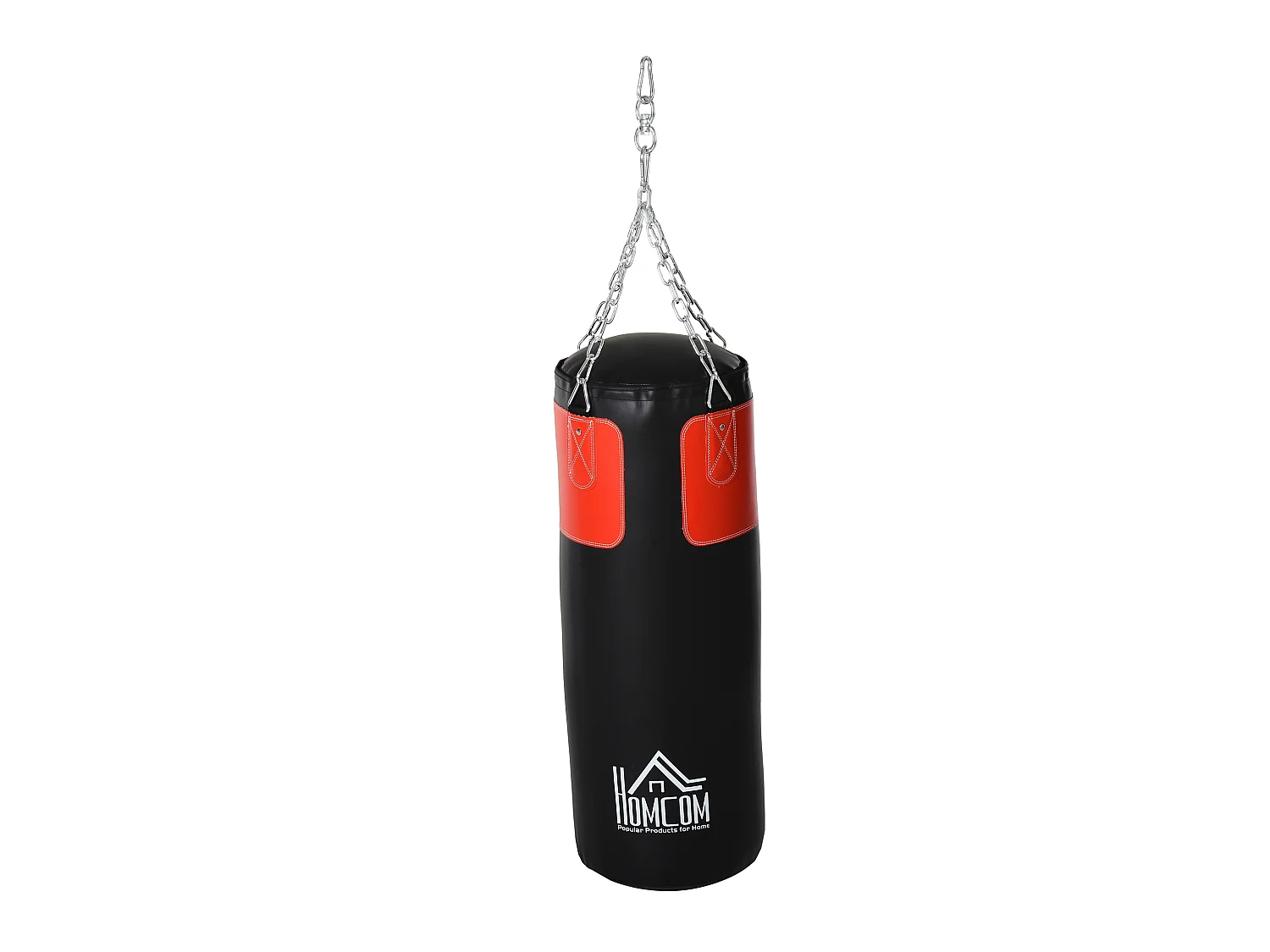 Sacco da boxe con guantoni, imbottito, per adulti e ragazzi, PVC, nero-rosso, Ø30x120 cm (16 kg)
