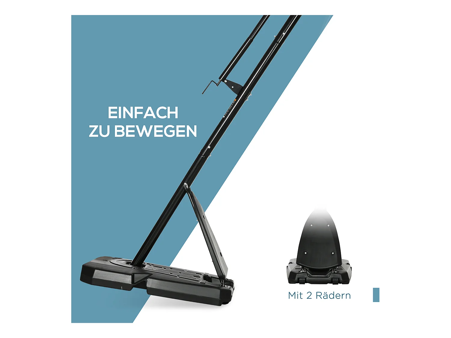 Panier de basketball réglable en hauteur 293-350 cm, avec panneau en acier et roulettes pour jardin et terrain de sport, noir (111x70.5x350 cm)