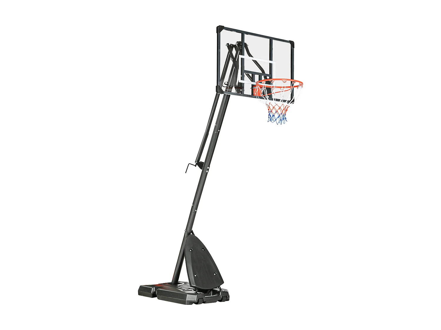 Panier de basketball réglable en hauteur 293-350 cm, avec panneau en acier et roulettes pour jardin et terrain de sport, noir (111x70.5x350 cm)