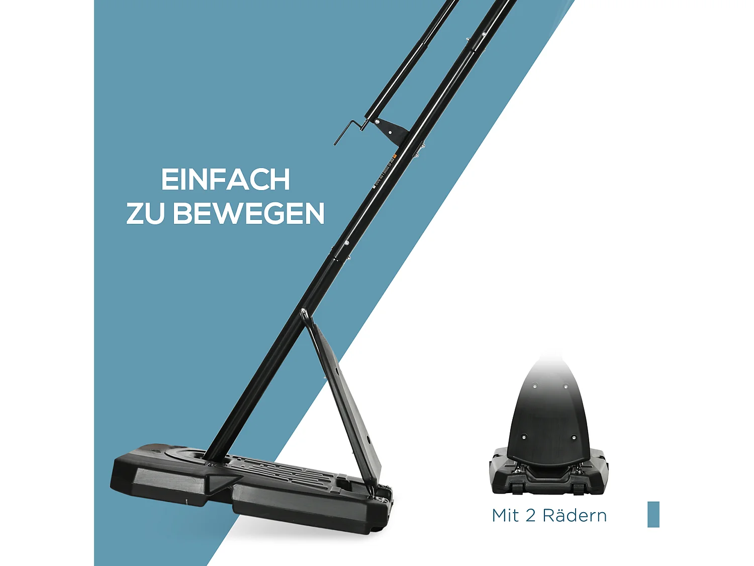 Panier de basketball réglable en hauteur 293-350 cm, avec panneau en acier et roulettes pour jardin et terrain de sport, noir (111x70.5x350 cm)