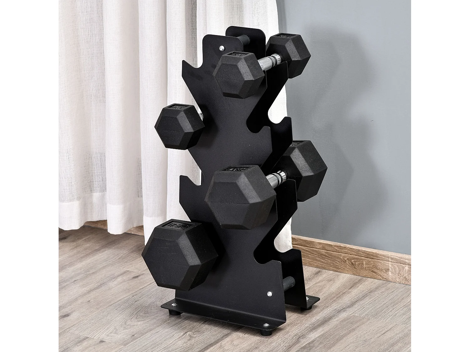 Haltères Hexagonales 2x4 kg, Métal et Caoutchouc, Noir (10.5x10.5x27.2 cm)