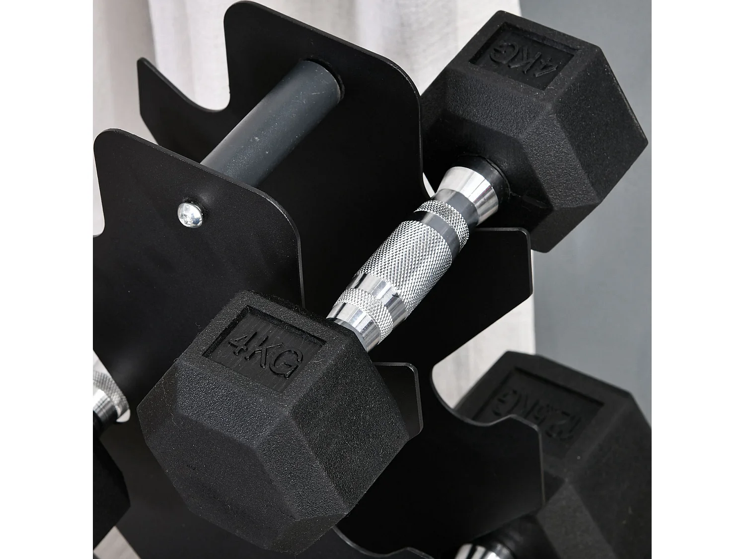 Haltères Hexagonales 2x4 kg, Métal et Caoutchouc, Noir (10.5x10.5x27.2 cm)