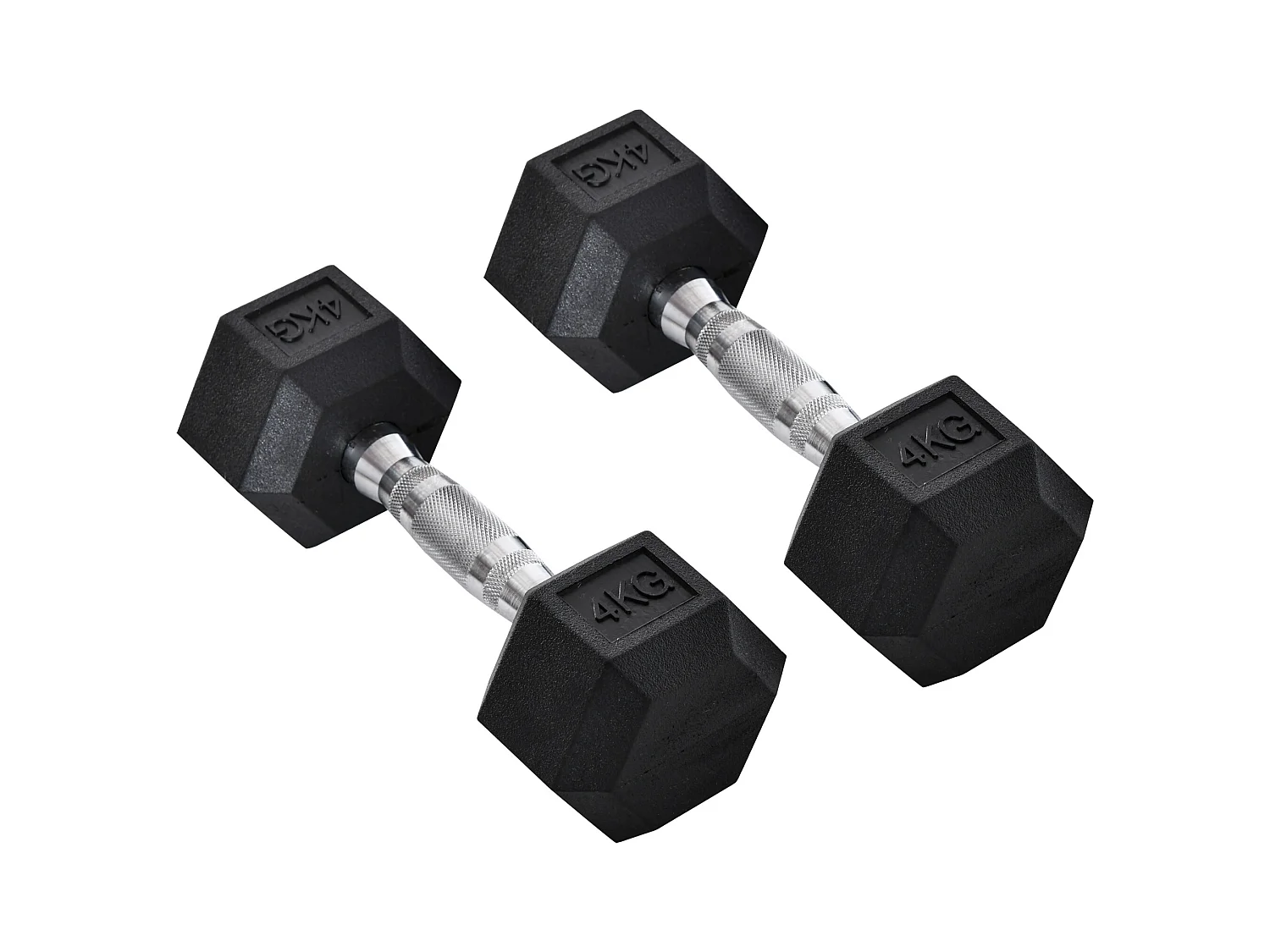 Mancuernas hexagonales de 2 x 4 kg, de metal y goma, color negro (10,5 x 10,5 x 27,2 cm)