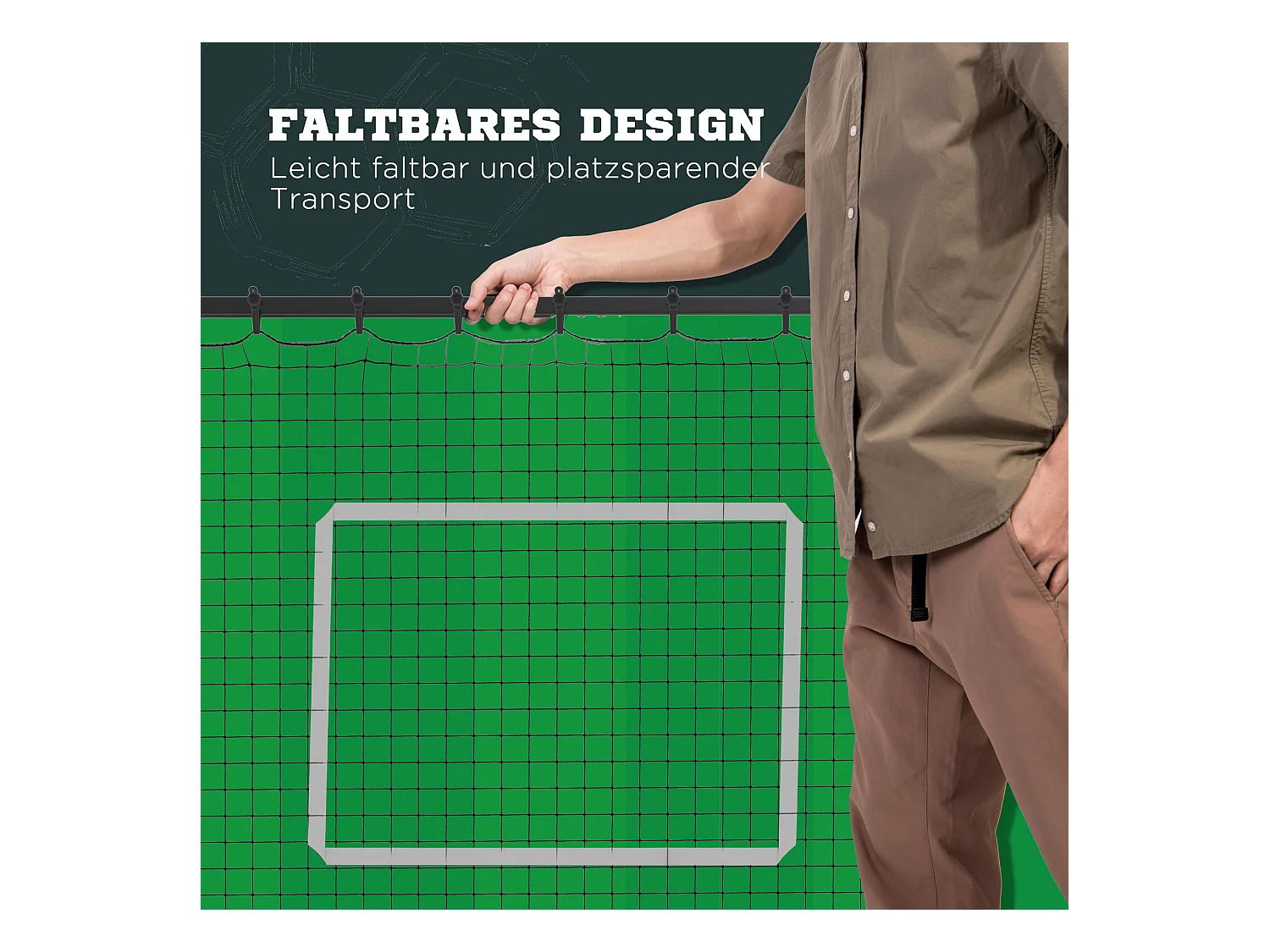 Rebondisseur Football, Pliable, Réglable, Métal, Noir (123x73x178.5 cm)