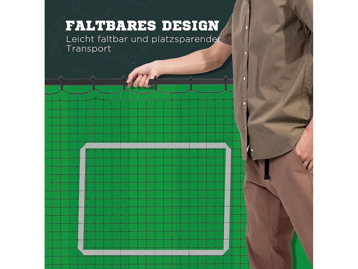 Rebondisseur Football, Pliable, Réglable, Métal, Noir (123x73x178.5 cm)