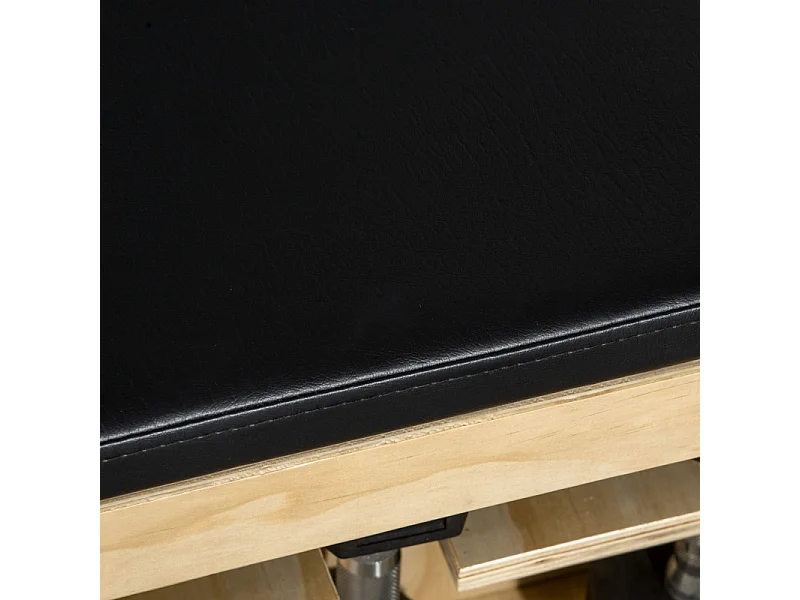 Banco de pesas ajustable con almacenamiento y bandas de resistencia, madera maciza, natural (110x35x107 cm)