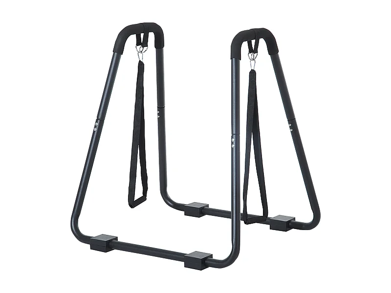 Station de dips avec entraîneur à sangle, structure en acier robuste, noir (90x81x92.5cm)