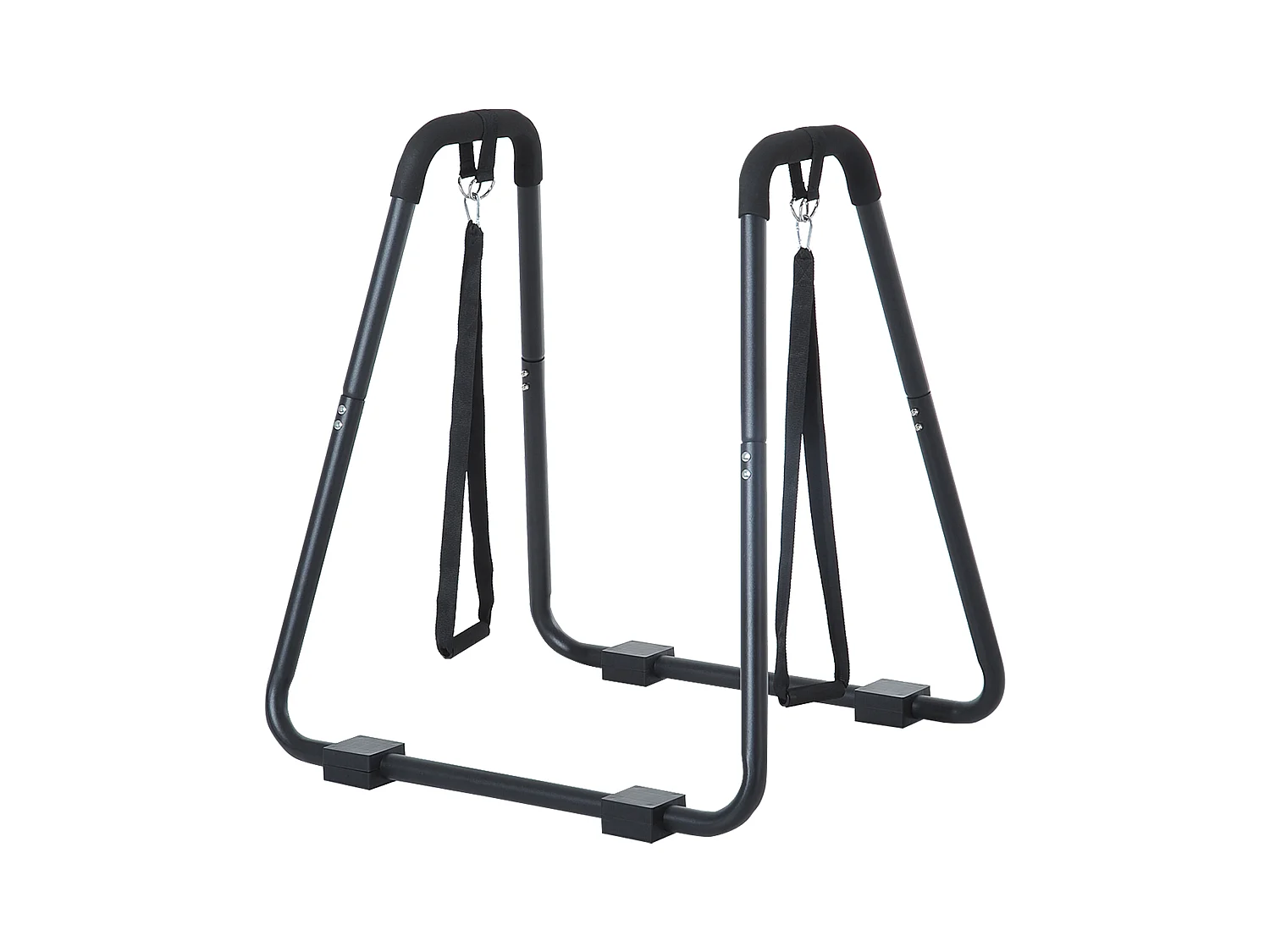 Station de dips avec entraîneur à sangle, structure en acier robuste, noir (90x81x92.5cm)