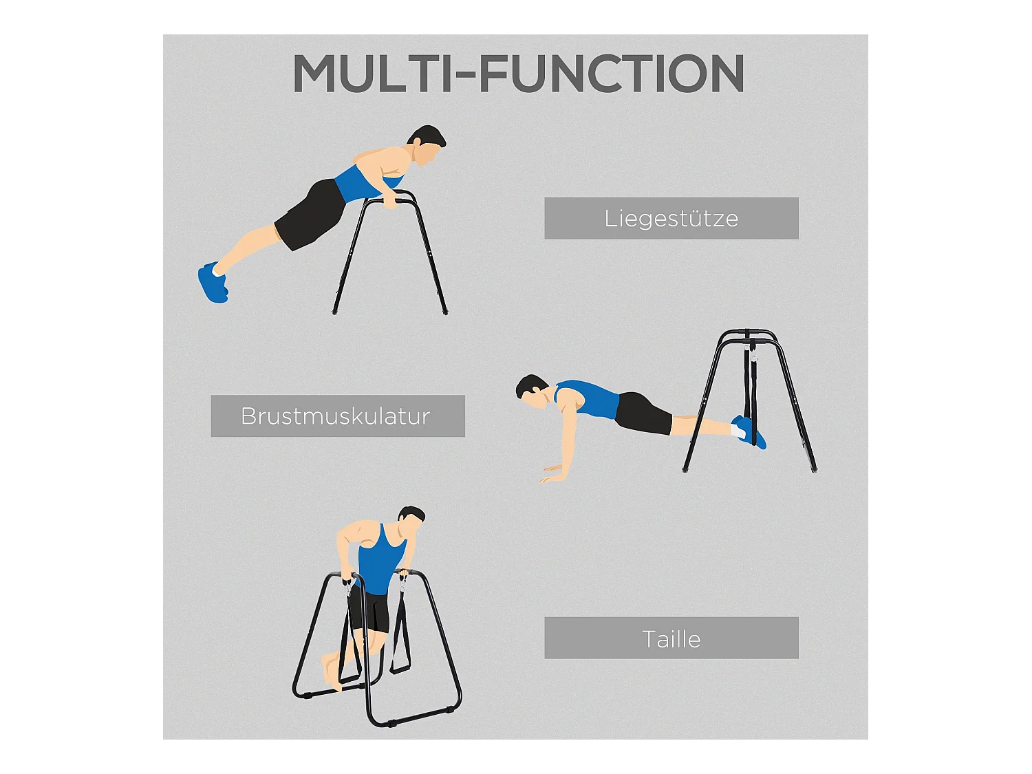 Station de dips avec entraîneur à sangle, structure en acier robuste, noir (90x81x92.5cm)